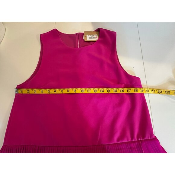 Bold Pink Pleated Tier Party Dress L – Holiday Glam Giftable Statement Look - Picture 5 of 7
